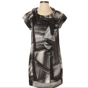 Silk, Printed Grey & Black Dress [Banana Republic]